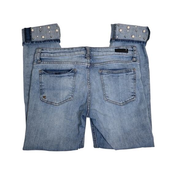 Kut from the Kloth Womens 6 Catherine Boyfriend Pearl Bead Embellished Crop Jean - Picture 5 of 11